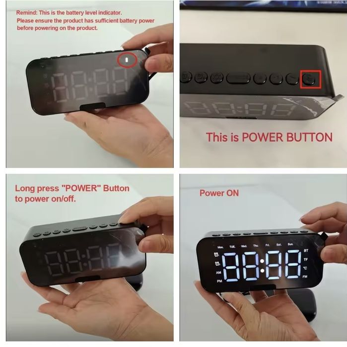 Цифровий годинник ,будильник,Bluetooth 5 .