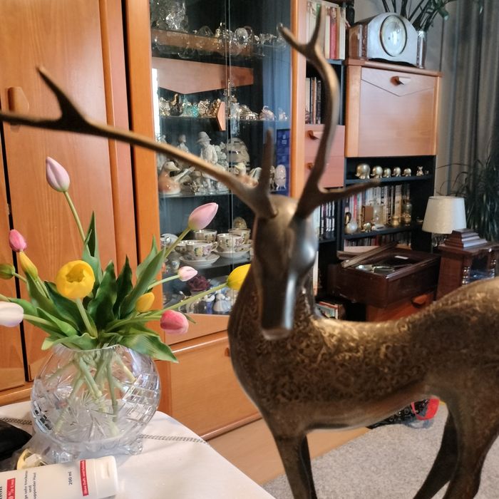 Mosiężna figura jelenia wysokość 50 cm