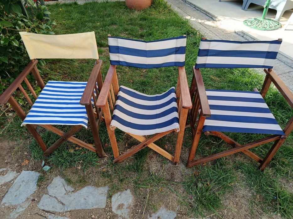 Cadeiras de realizador azuis