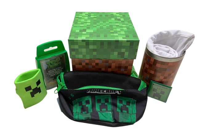 Minecraft box zestaw z saszetką creeper na pas, t-shirt