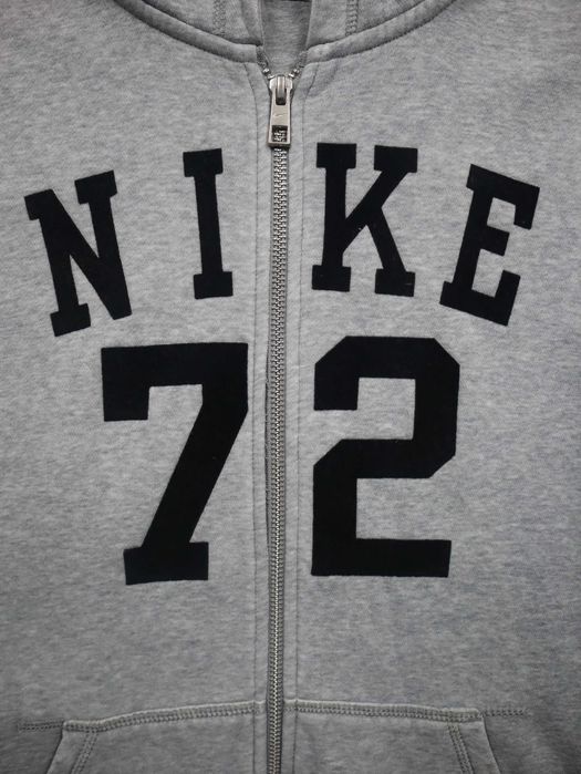 Vintage Retro Nike 72 szara bluza rozpinana z kapturem z czarnym logo