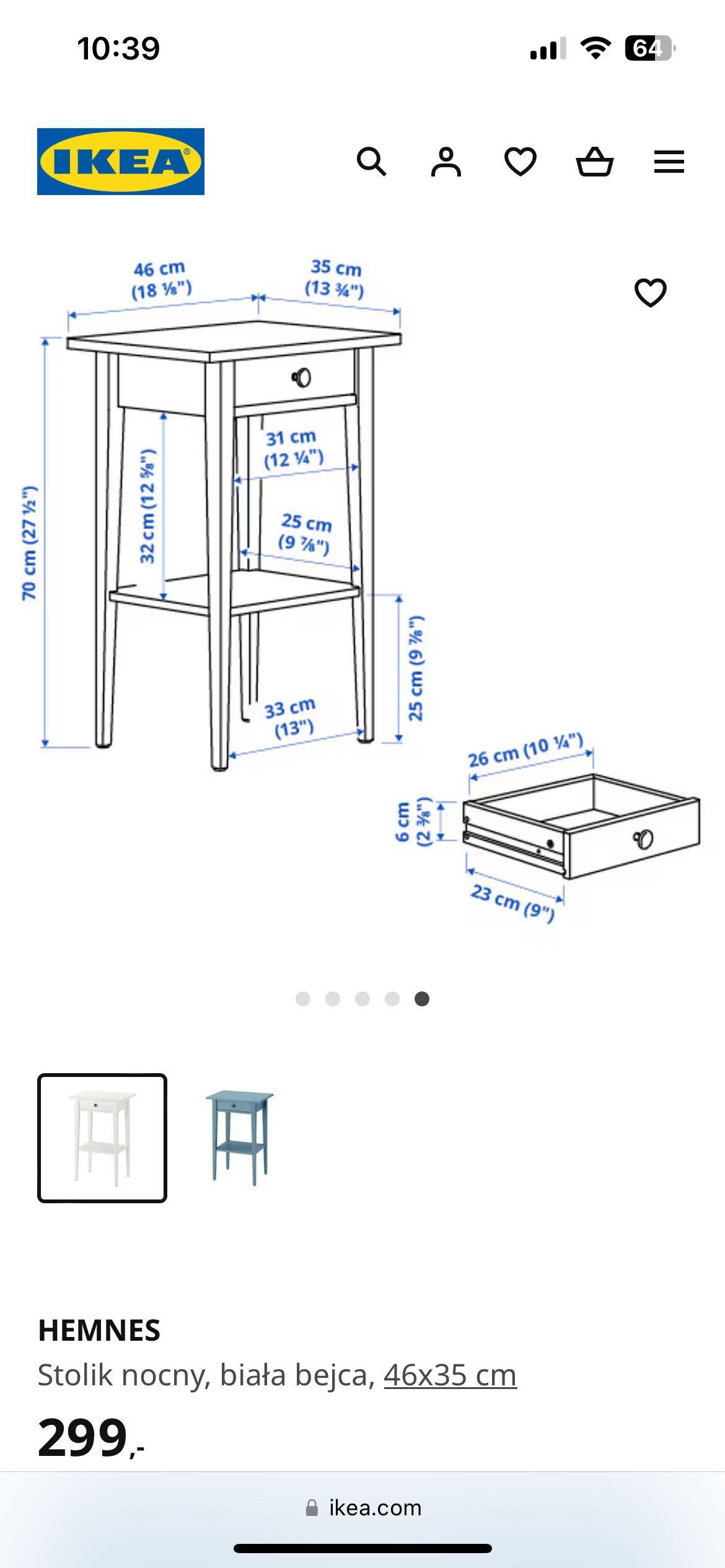 Ikea Hemnes stolik nocny szafka nocna 2 szt