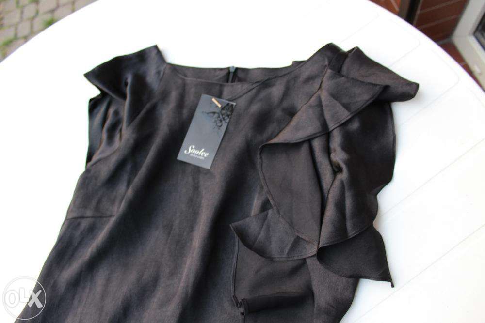 nowa czarna sukienka 40 klasyczna lejący materiał