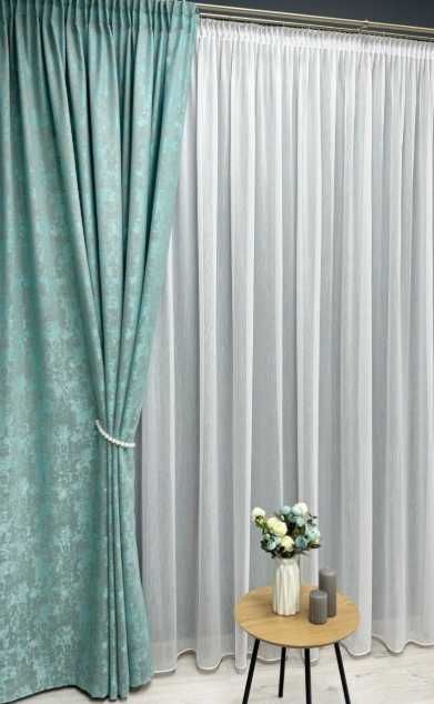комплект штор мармур м'ята блакитний 150\270 см