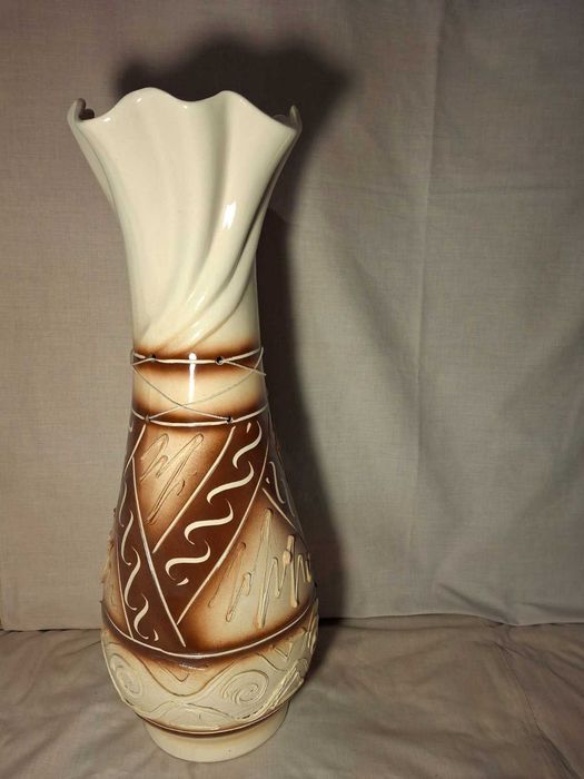 Нова керамічна підлогова ваза 65 см | Бежево-коричнева