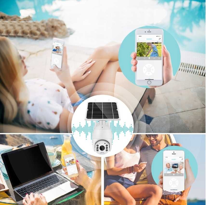 KAMERA SOLARNA zewnętrzna obrotowa kamera na panel solarny wifi fullhd