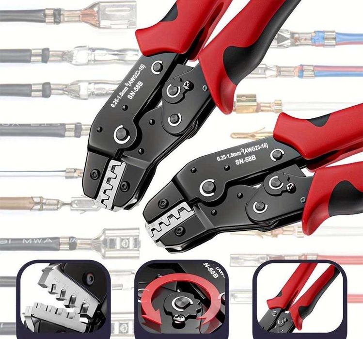 Обтискні кліщі з 6 насадками матрицями SN - 58B + кейс \ Прес кримпер