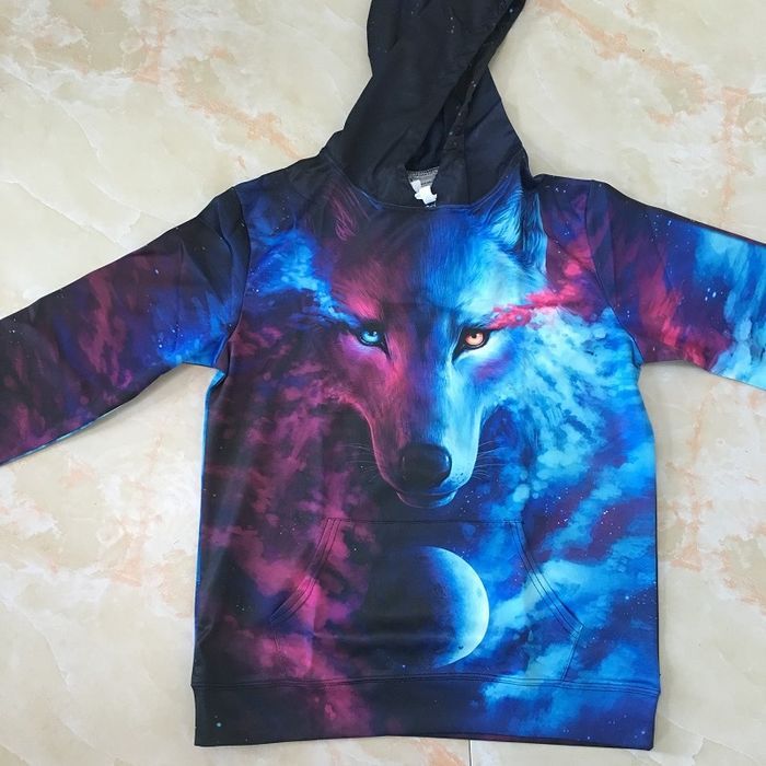 Męska Bluza z Kapturem WILK, Motyw WILKA Nadruk 3D - XL