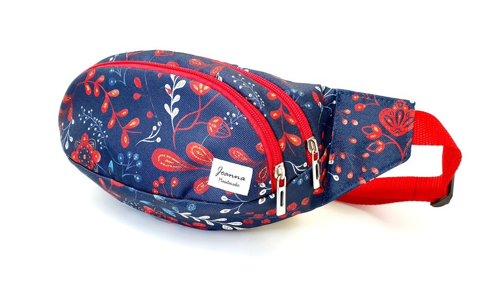 Saszetka nerka granatowo-czerwona nowa