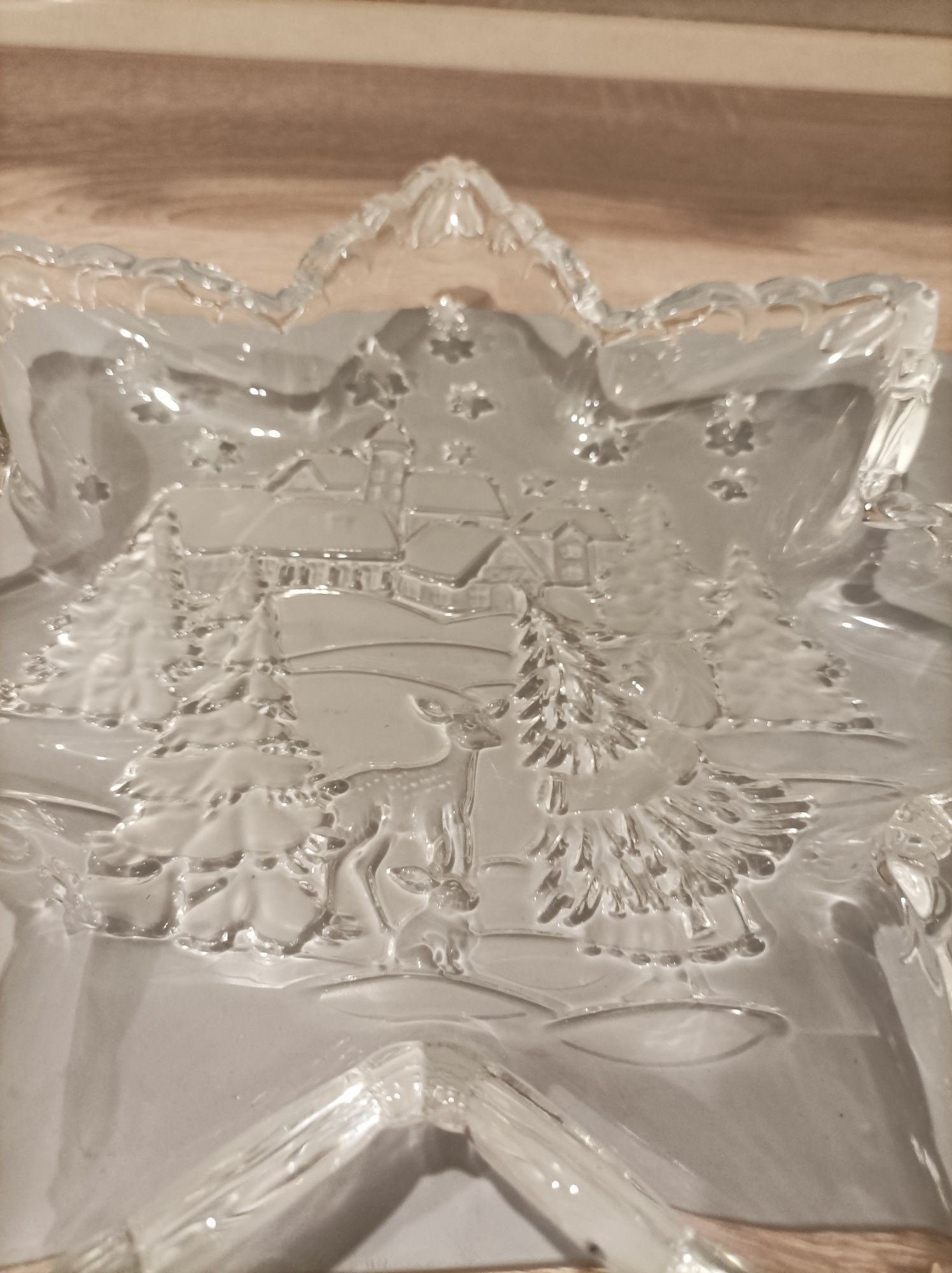 Talerz ozdobny świąteczny kryształ 32 cm