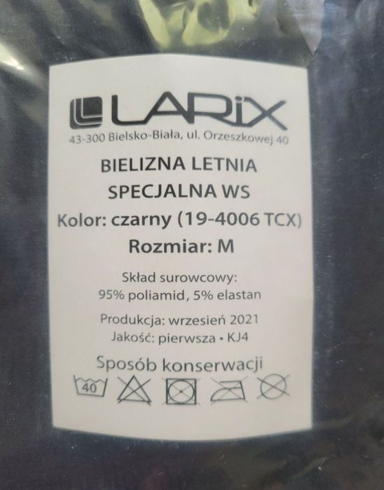 Bielizna czarna letnia specjalna M