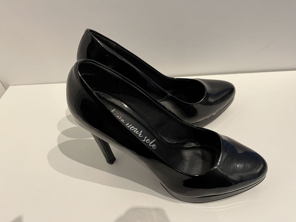 Wysokie szpilki czarne lakier 11 cm New Look Zalando (jak nowe) 37