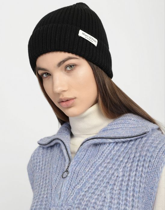 Чорна вязана шапка бавона Marc O Polo