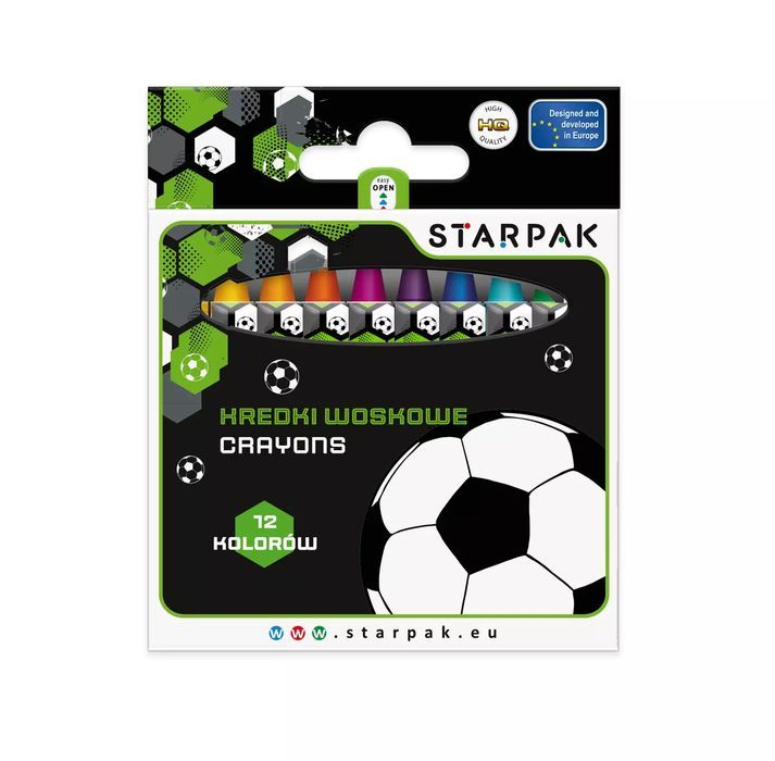 Kredki Woskowe 12 kolorów Football Starpak 553555. Starpak
