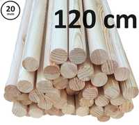 Wałek drążek kij patyk drewniany sosnowy - fi 20 mm - 120 cm