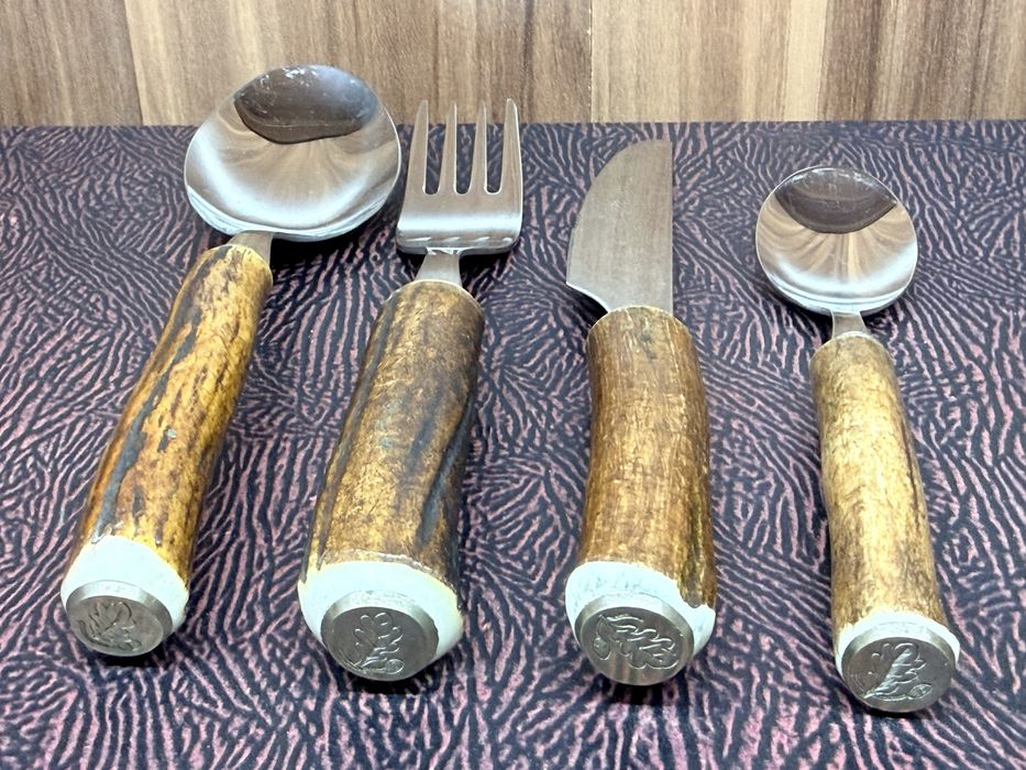 Эксклюзивные столовые приборы натуральный рог ABS Rostfrei мотив охота