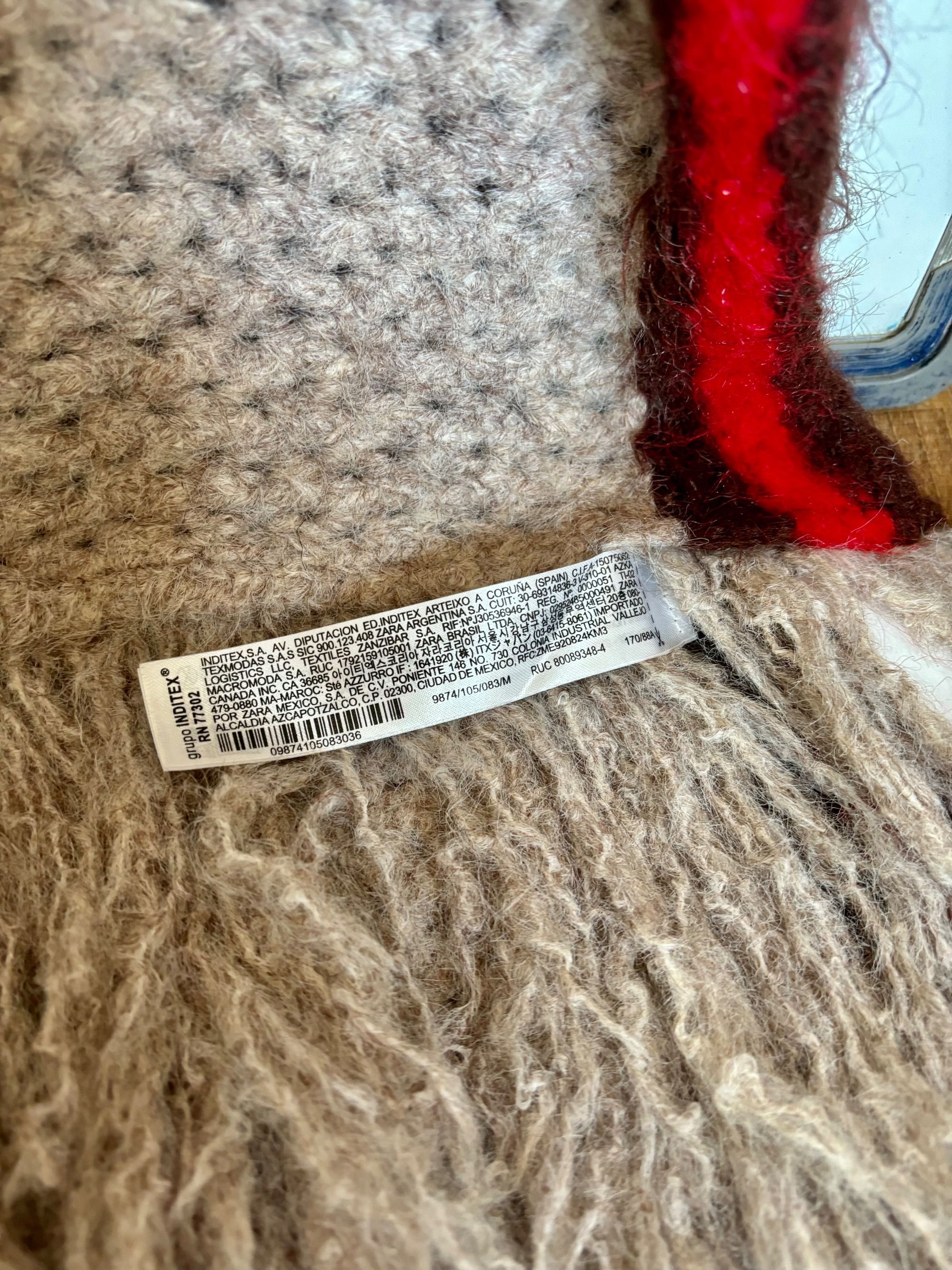 Ponczo, sweter, marki ZARA z frędzlami M, L, XL