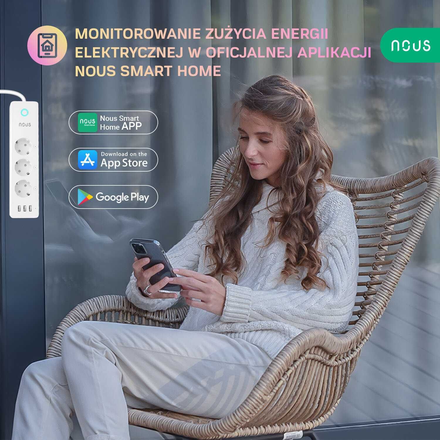 Inteligentna listwa zasilająca z USB NOUS A5 Smart WiFi aplikacja