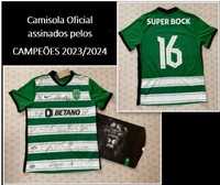 Camisola oficial do SPORTING autografada plantel principal CAMPEÕES