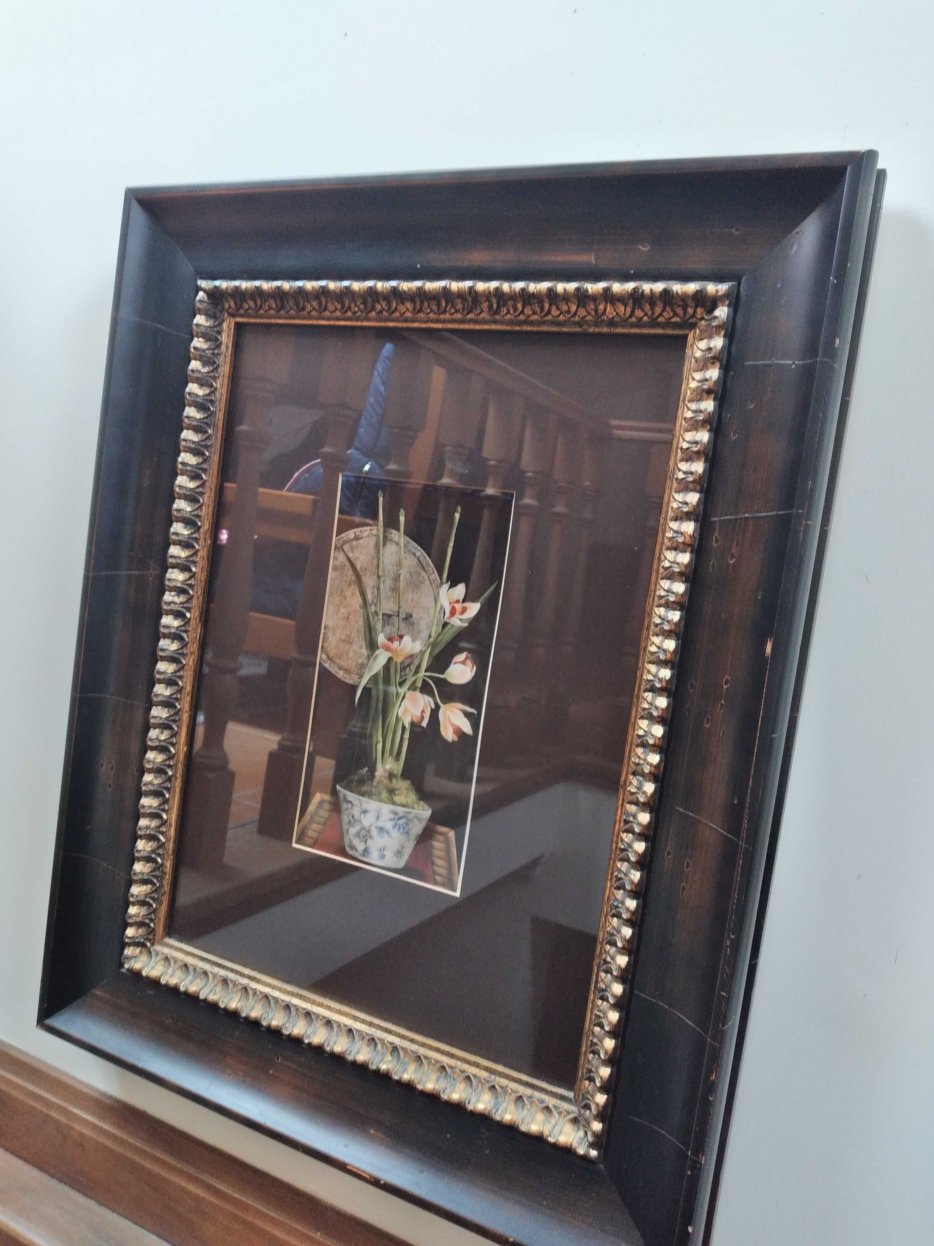 Quadros decorativos com moldura em madeira e com vidro