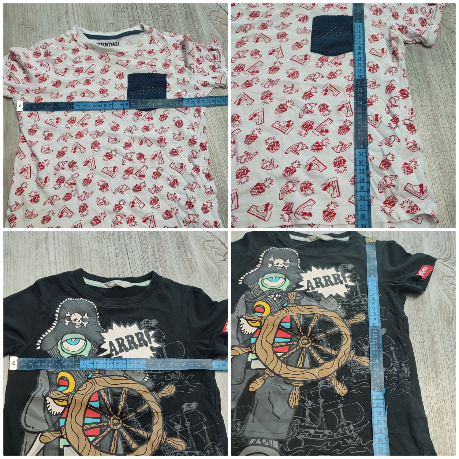 Koszulki 4 szt. 104 110 t-shirt chłopięcy strażak pirat lato wiosna