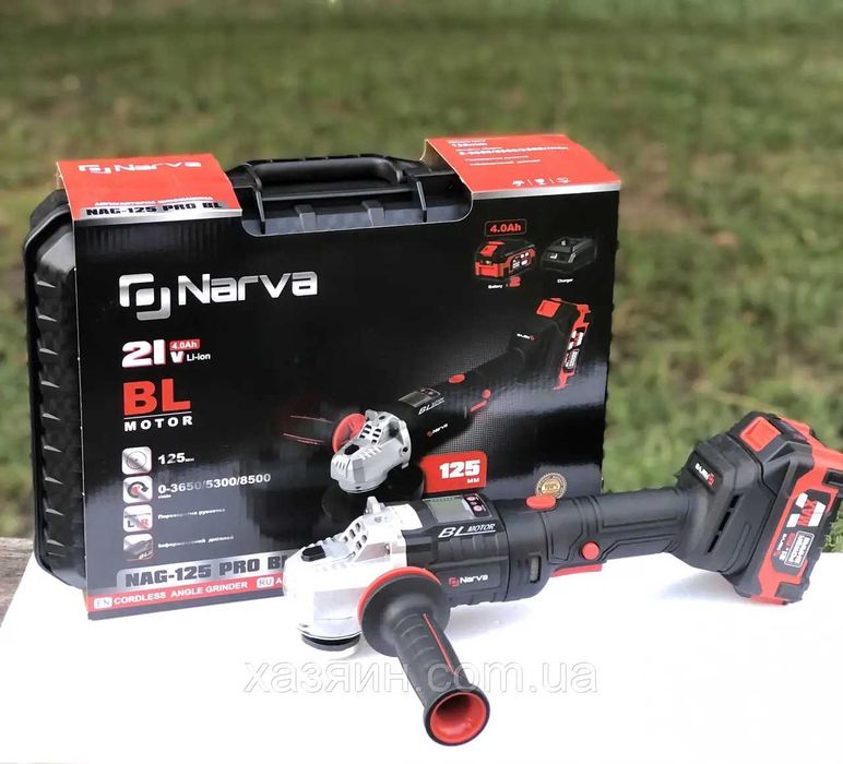 Аккум. болгарка NARVA NAG 125 Pro BL/аккум. Makita 21В 4аm. 2шт/ЗУ