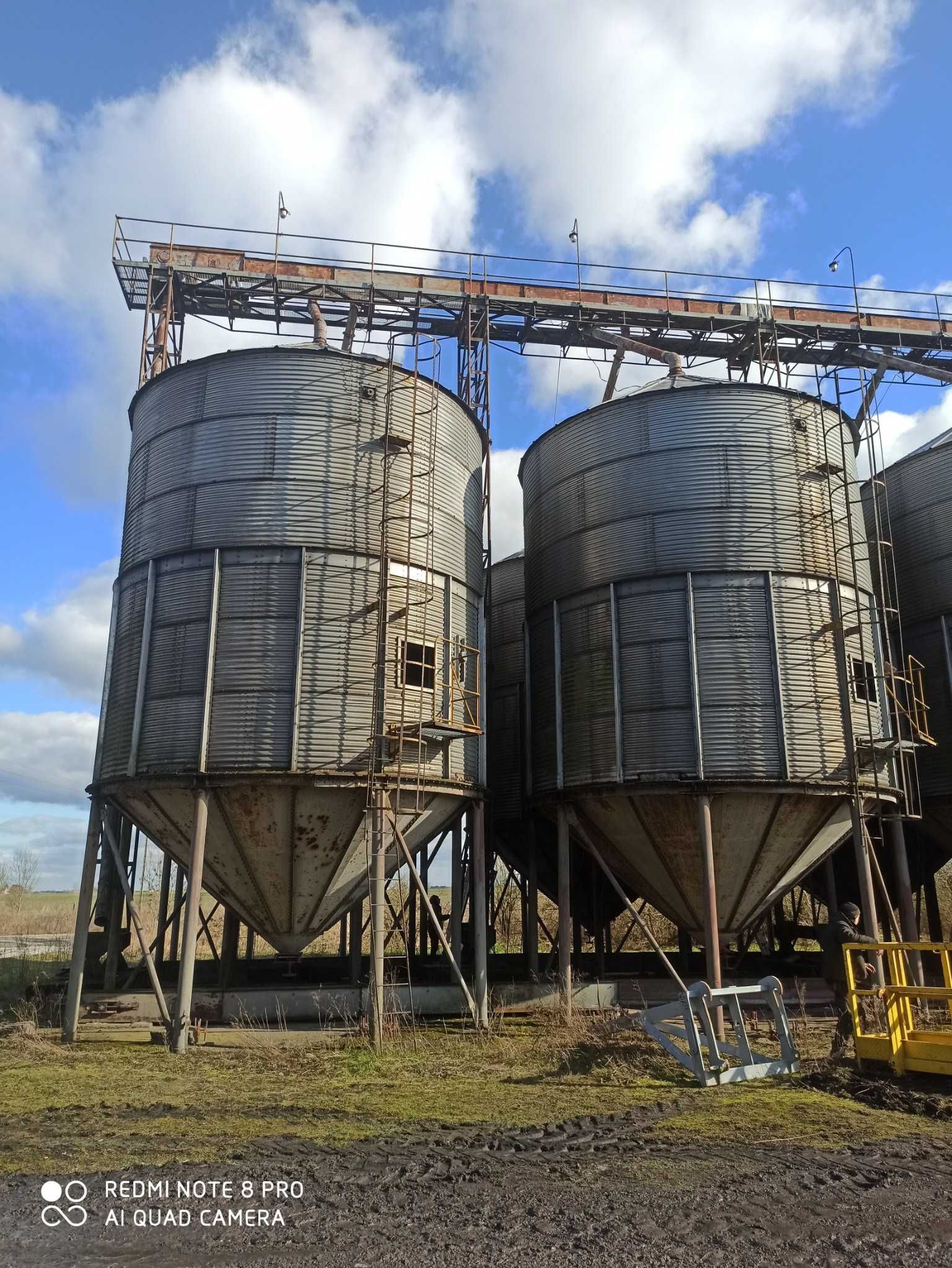 Silos, silosy, zbiorniki zbożowe 150 ton lejowe Petkus aluminiowe