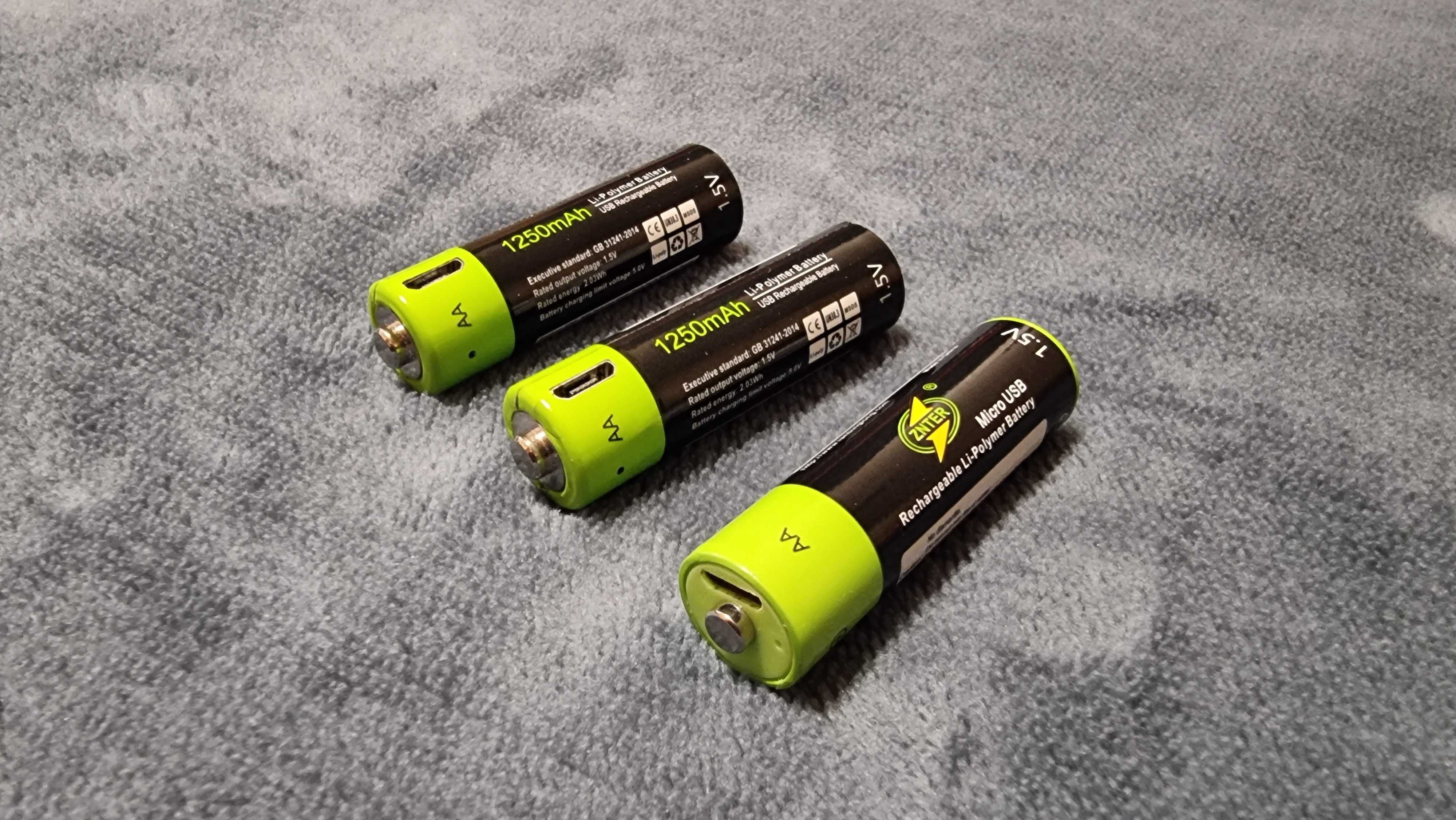 Продам аккумуляторы ZNTER AA 1,5В зарядка micro-USB 1250 1700 mAh