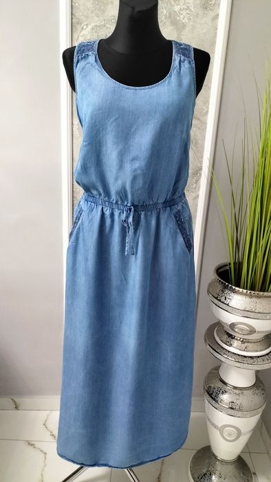 Sukienka jeansowa bawełniana L długa maxi