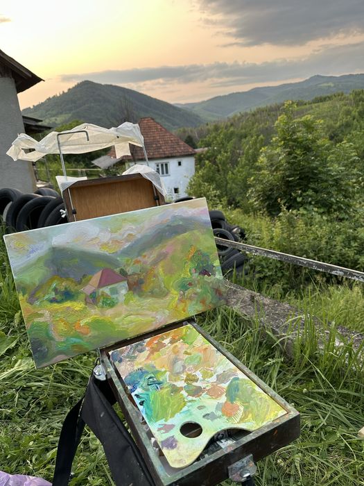 Авторська картина "Спокійна радість", Карпати, природа. Олія. 50x30