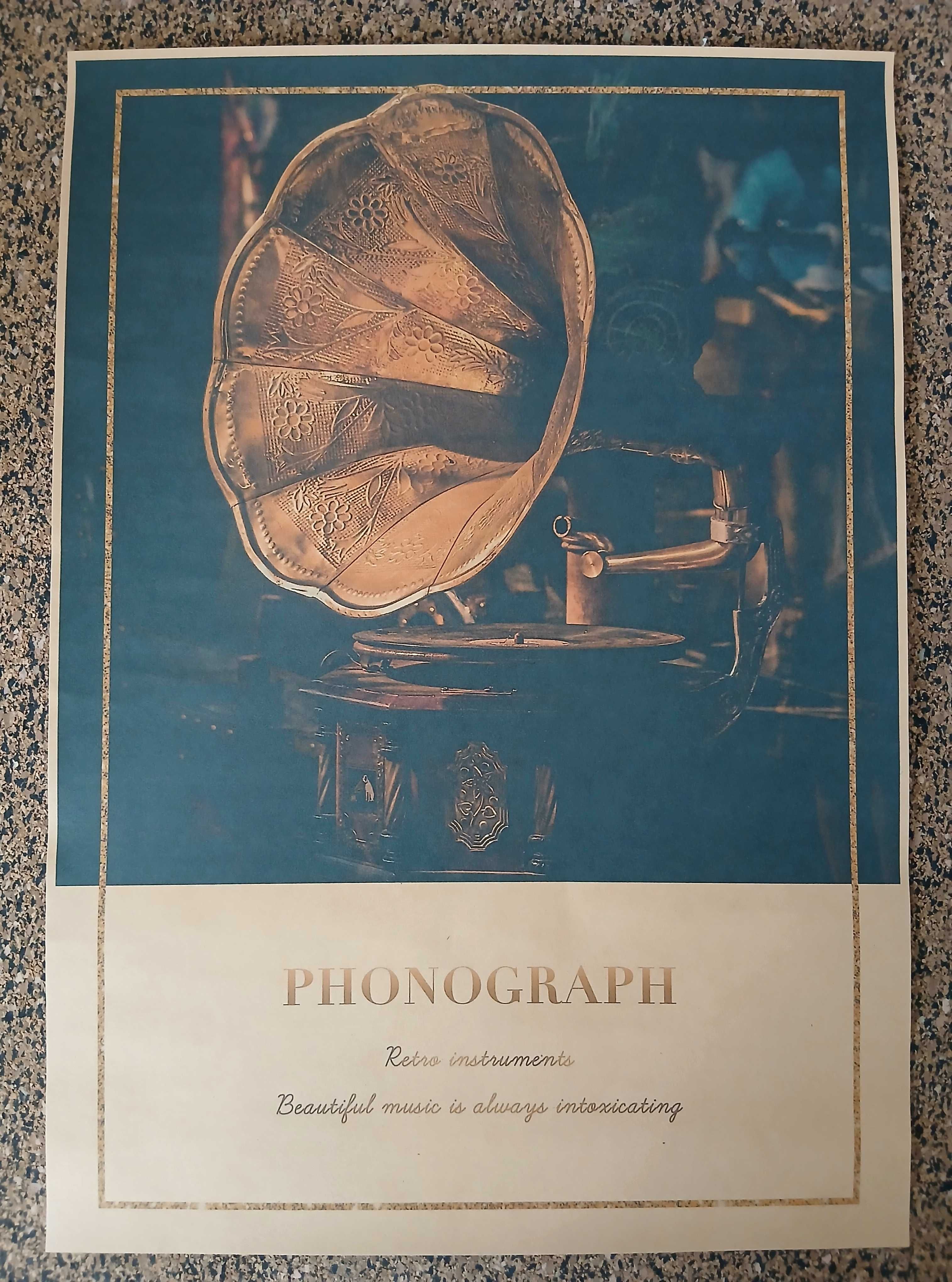 Poster - Phonograph Retro Instrument (papel kraft, 30x42 cm)