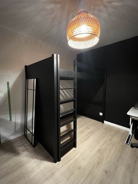 Łóżko na antresoli pietrowe NizioHome czarne