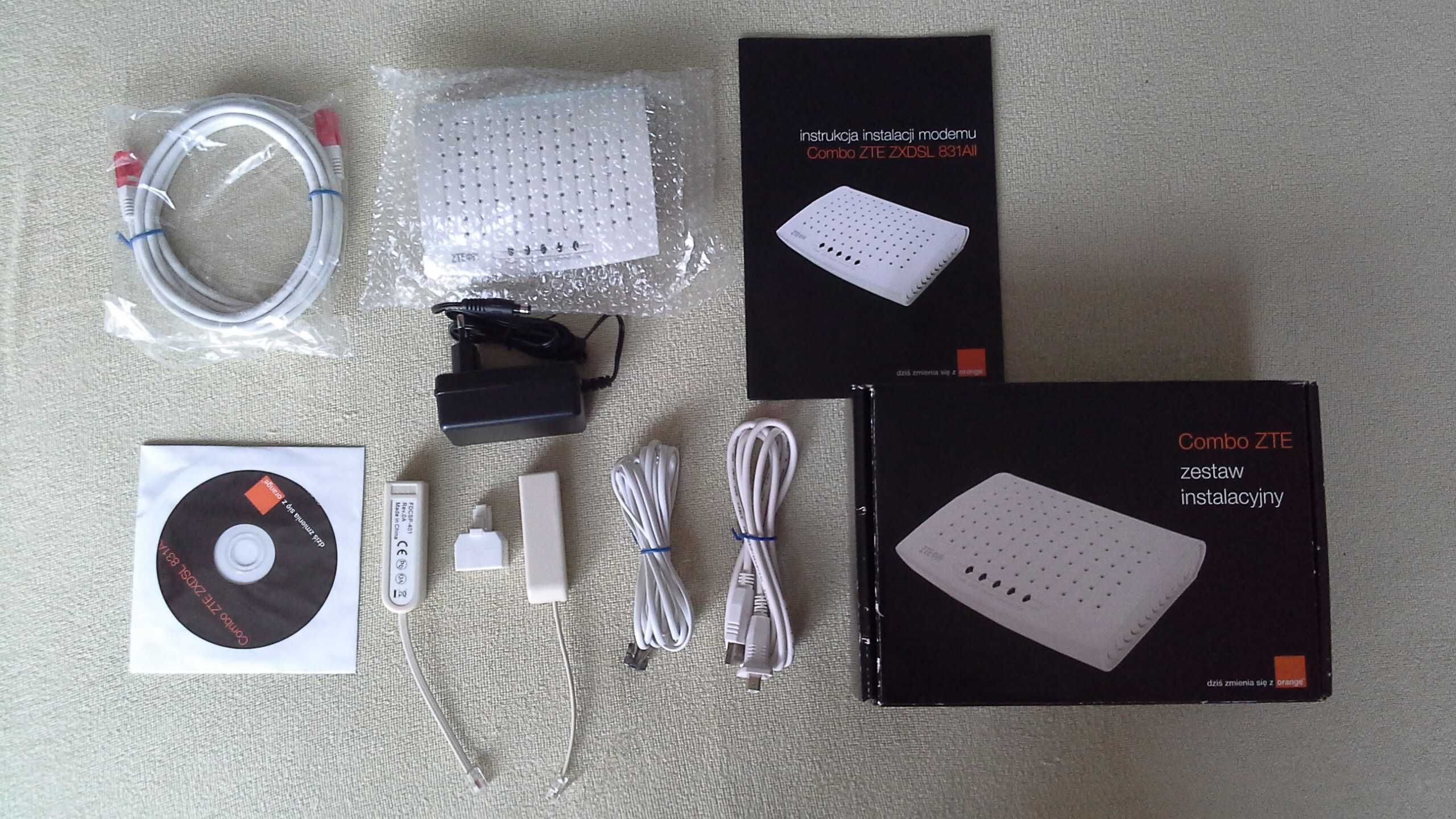 Router Combo ZTE Orange ZXDSL 831 All Combo kompletny zestaw