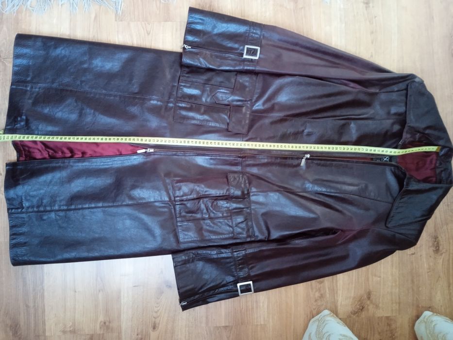 Шкіряний плащ пальто XL