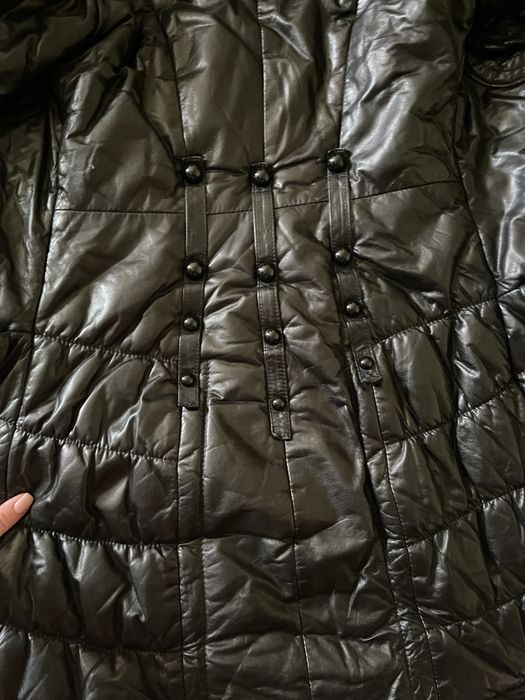 Зимний кожаный пуховик