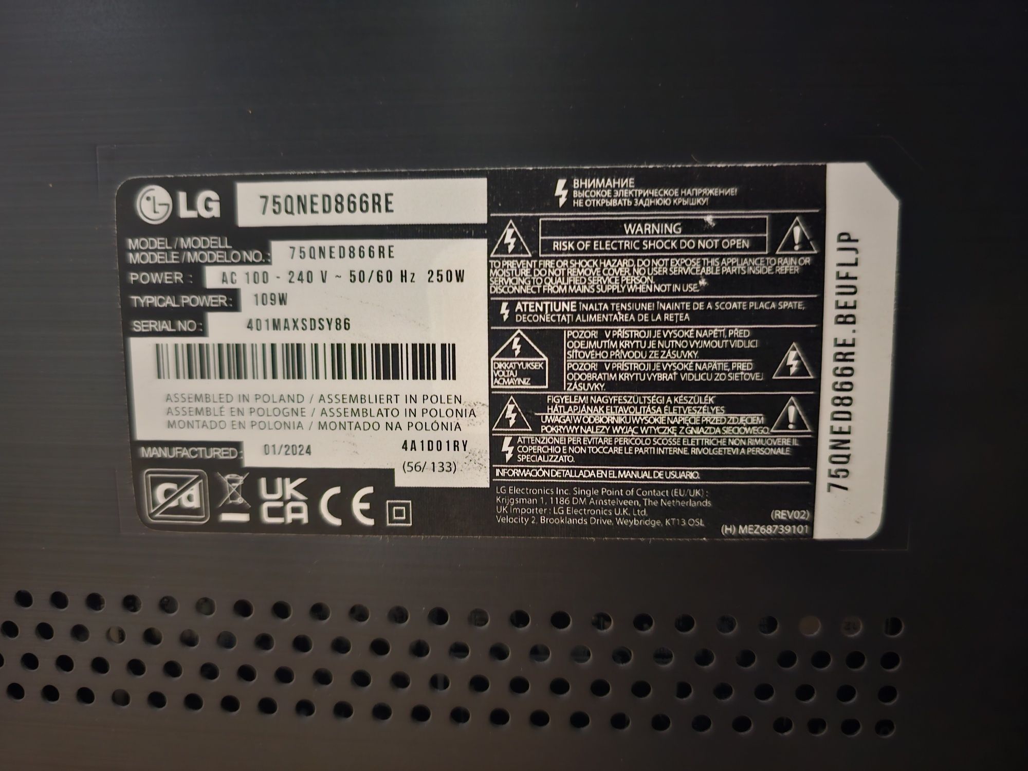 LG 75 qned 866re mini led 01/2024