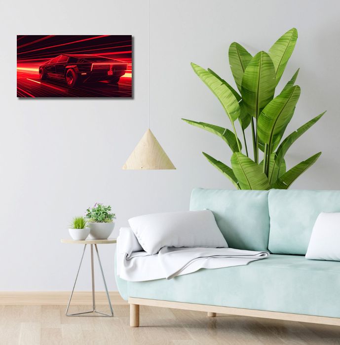 Obraz 60x30cm Prędkość w Czerwonym Neonie