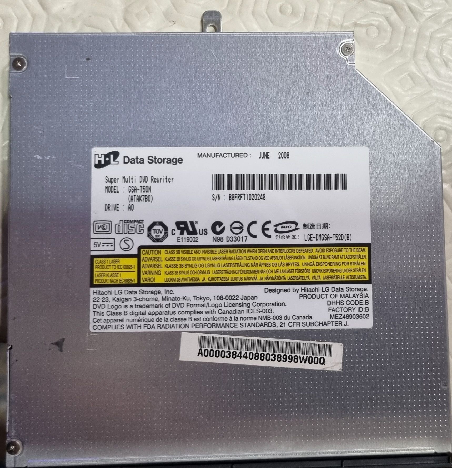 Leitor Gravador DVD para portáteis LG GSA-T50N