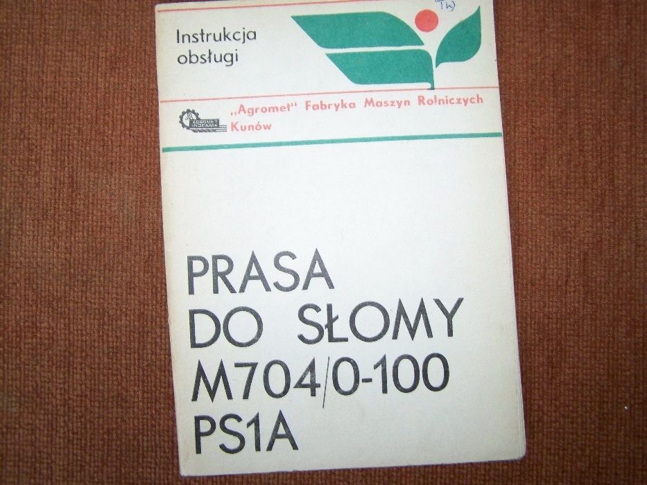 Instrukcja obsługi i katalog prasa do słomy M704/0-100 PS1A