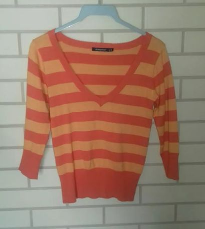 Pomarańczowy sweterek w paski 3/4 rozmiar 36-38 S Atmosphere Primark
