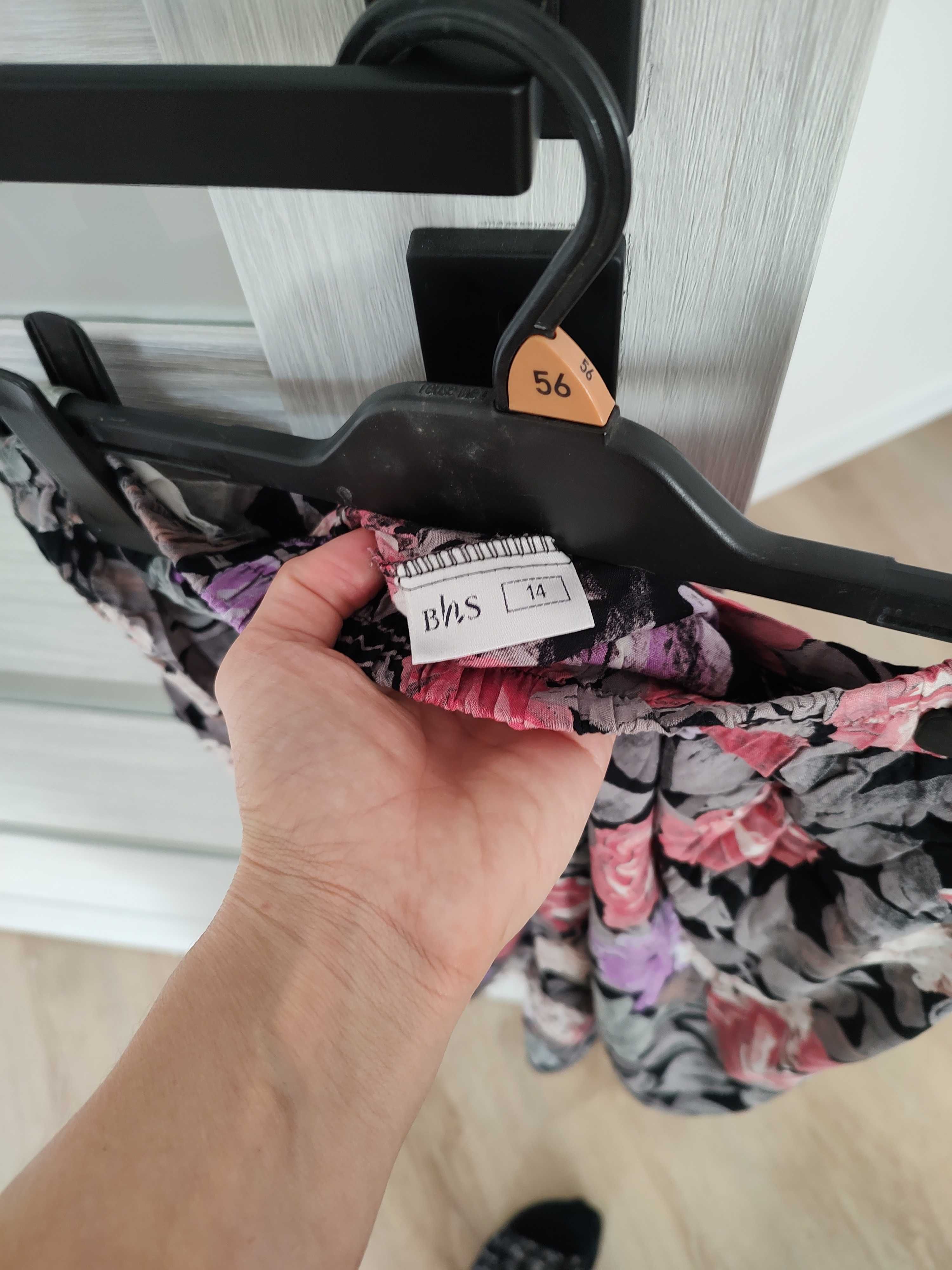 Spódnica letnia w kwiaty kolorowe na gumce 14 bhs m l xl