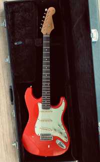 Fender stratocaster custom shop 63 copy handmade fiesta red relic