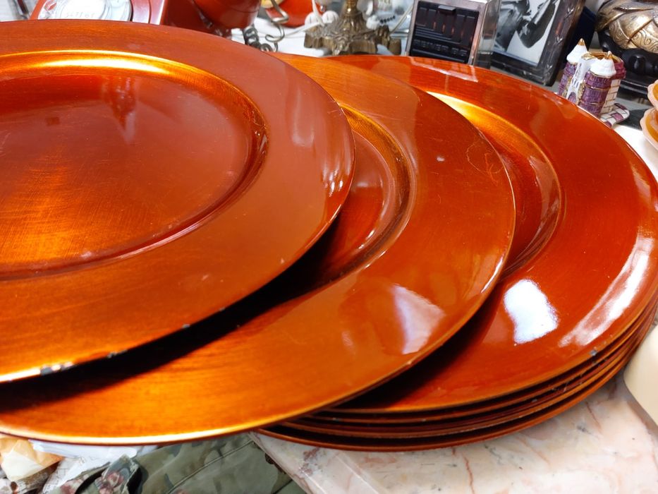 Conjunto de 6 pratos cor cobre para decoração de Natal