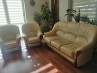 Zestaw wypoczynkowy (sofa+2 fotele) skóra naturalna