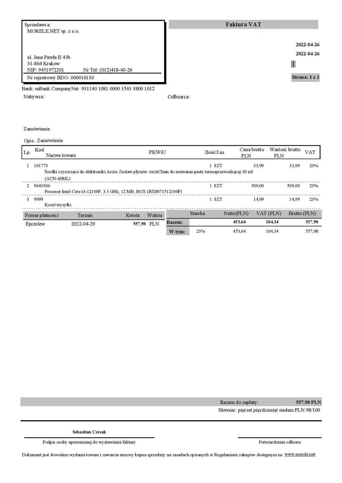 Procesor Intel Core i3 12100f 8 rdzeni pudełko faktura