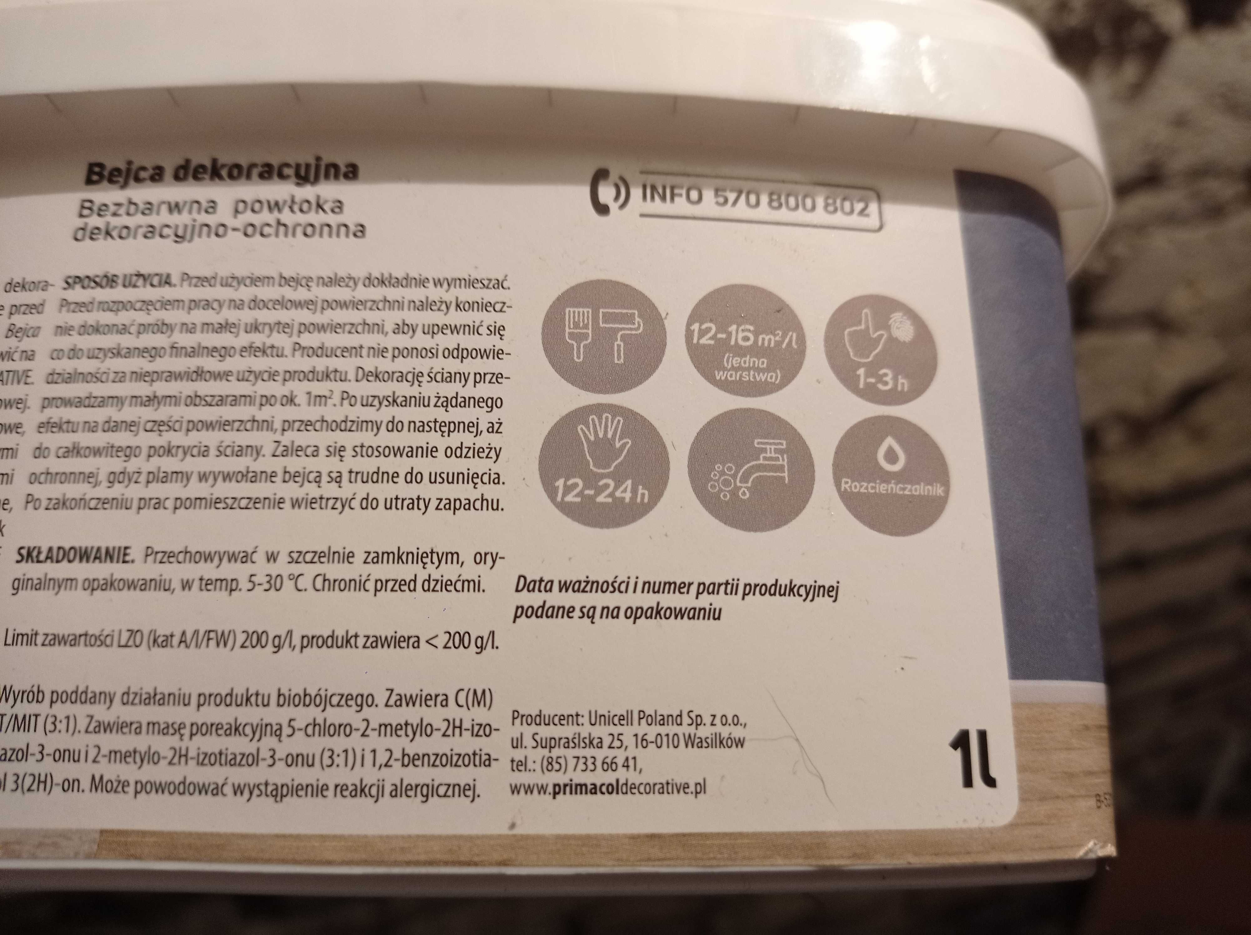 Primacol Bejca dekoracyjna perłowa 1 l - Farba Farby Lakier OKAZJA !