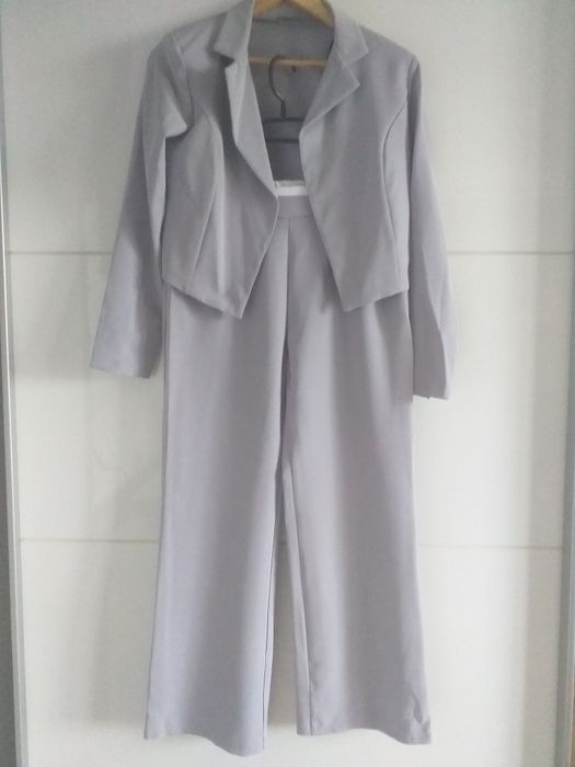 Szary komplet marynarka+spodnie 36