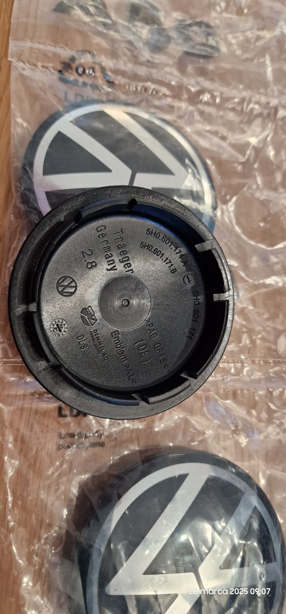 VW Dekle dekielki do felg aluminiowych 5H0.601.171 Oryginal, nowe.