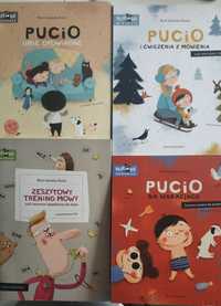 3 książki z serii Pucio + Zeszyt Treningowy Mowy