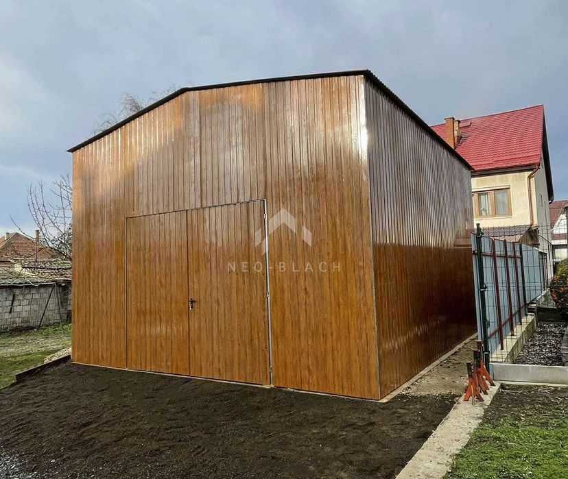 Hala Blaszana Garaż Blaszany 6X6M Brama Dwuskrzydłowa Dach Nb457